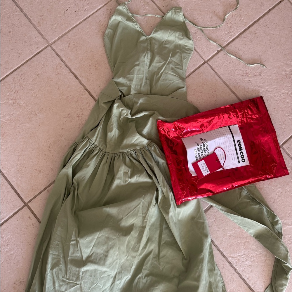 Sage Green Halter Maxi Sundress for Wedding Guest